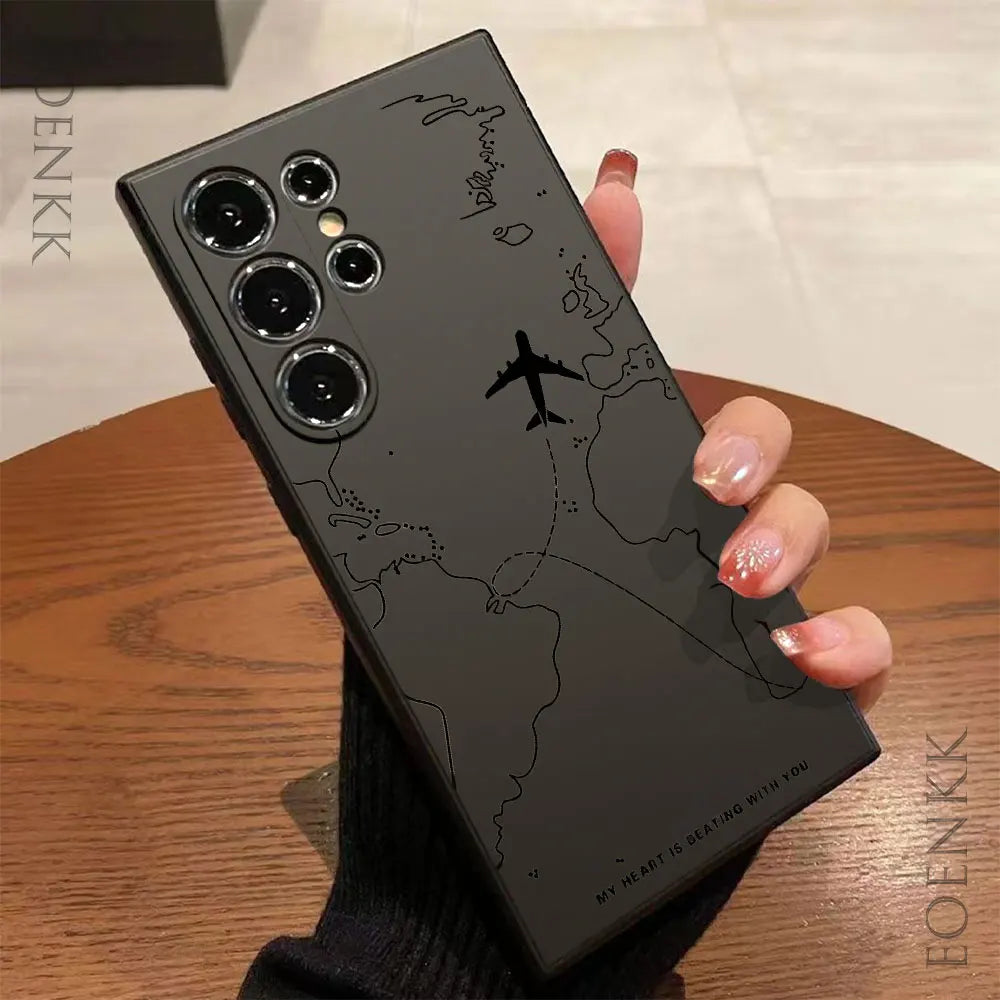 Silicone Phone Case for Samsung Galaxy with Airplane Design.