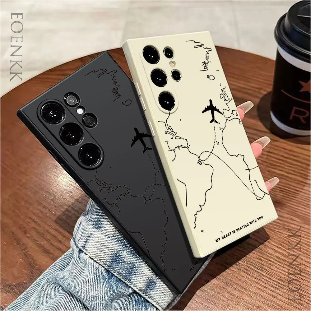 Silicone Phone Case for Samsung Galaxy with Airplane Design.