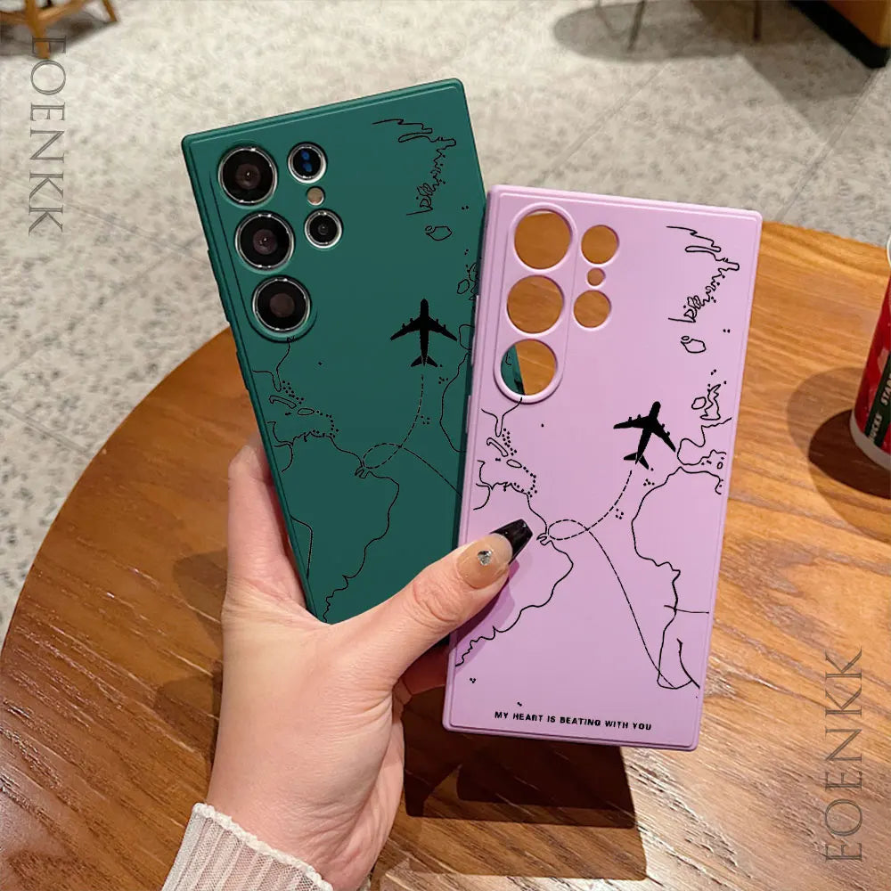 Silicone Phone Case for Samsung Galaxy with Airplane Design.