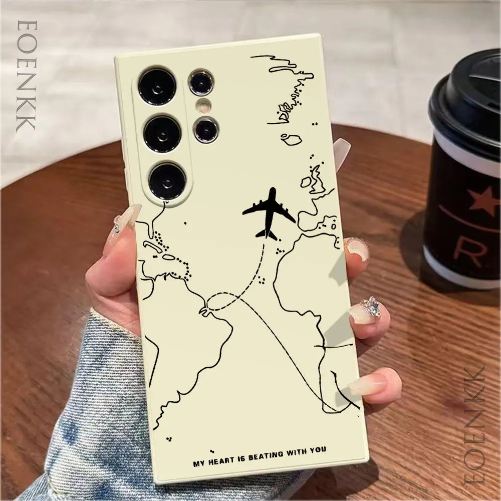 Silicone Phone Case for Samsung Galaxy with Airplane Design.