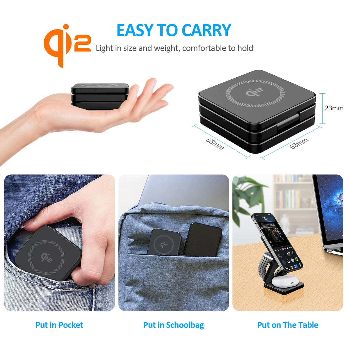 Qi2 15W 3-in-1 Magnetic MagSafe Charging Stand
