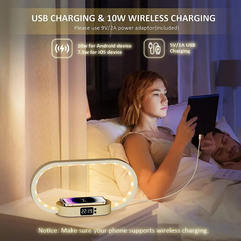 Wireless Charger Pad with Lamp and Clock