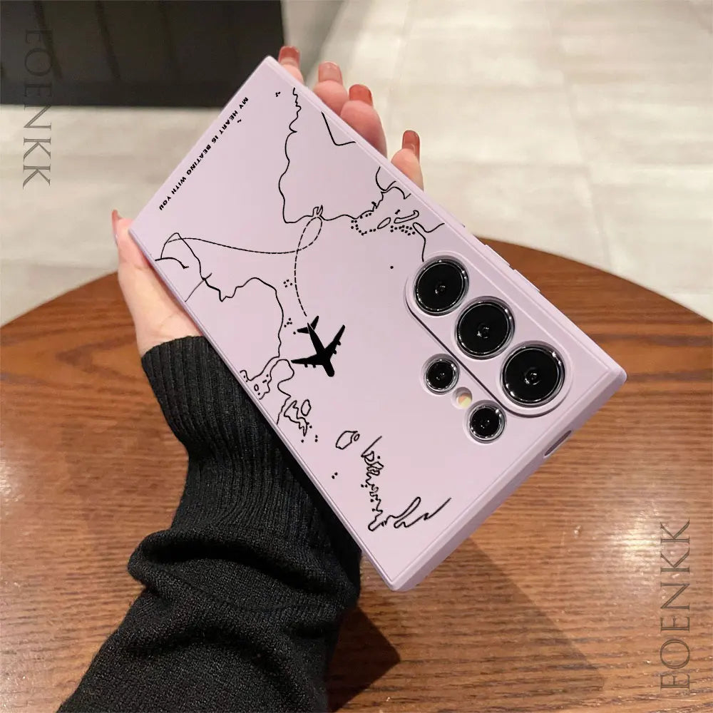 Silicone Phone Case for Samsung Galaxy with Airplane Design.