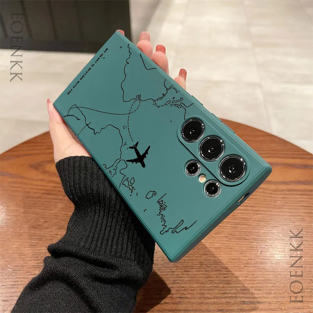 Silicone Phone Case for Samsung Galaxy with Airplane Design.